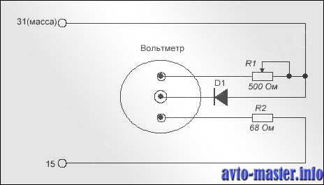  Схема подключения вольтметра 